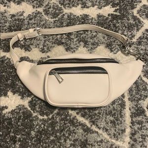 White Zip & Metal Crossbody Bag